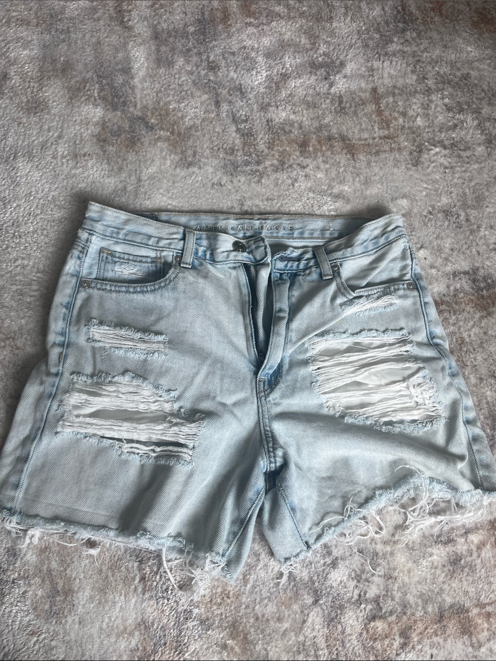 American Eagle Outfitters Light Blue Distressed Jean Shorts